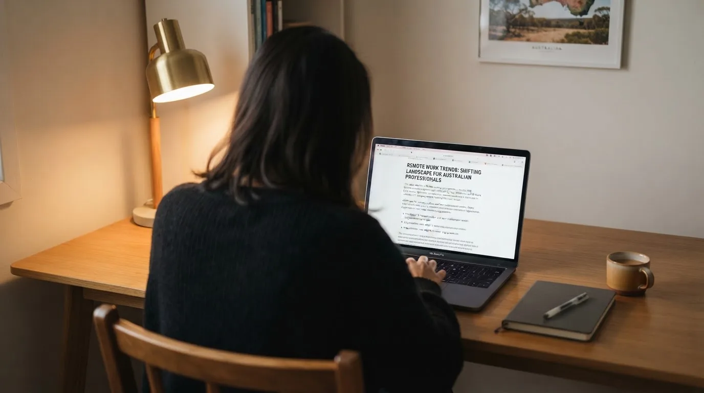 A person at a laptop reading a plain-language explainer article at a home desk.