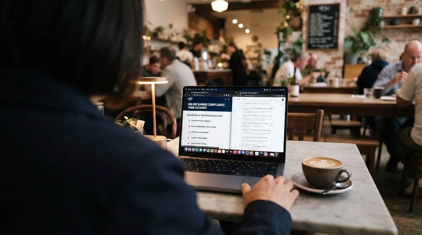 A laptop screen split between two browser tabs, one showing a comparison table and the other a search results page.