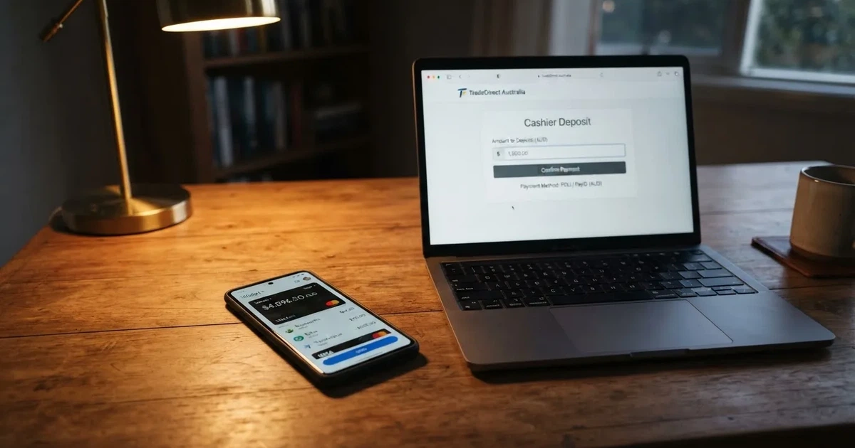 A smartphone screen showing a digital wallet balance next to a laptop cashier page.