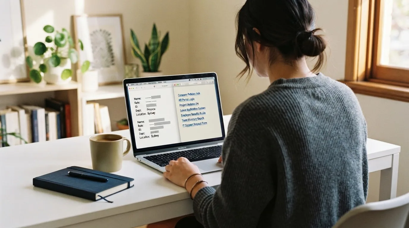 A laptop screen split between two browser tabs, one showing a comparison table and the other a search results page.