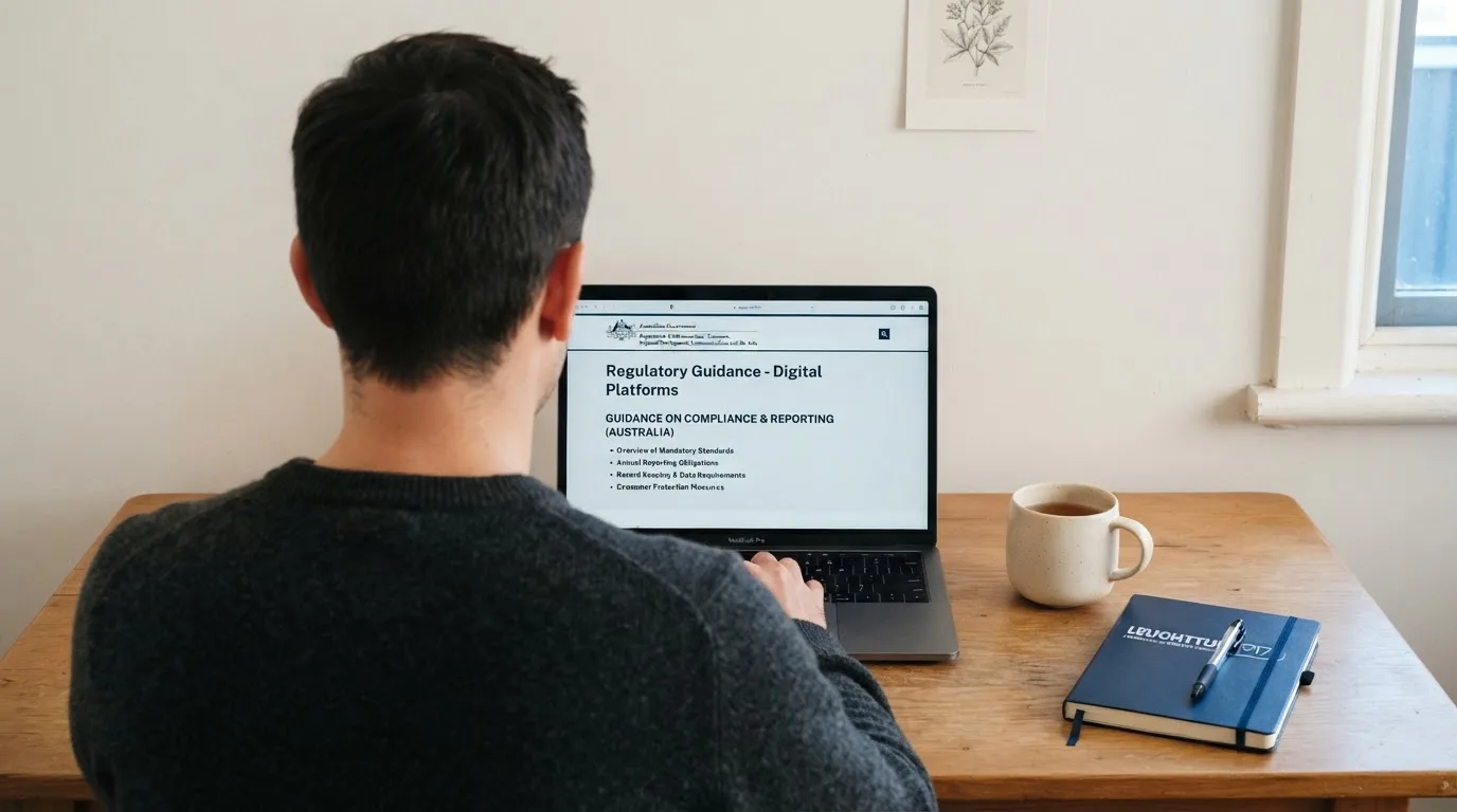A laptop screen split between two browser tabs, one showing a comparison table and the other a search results page.