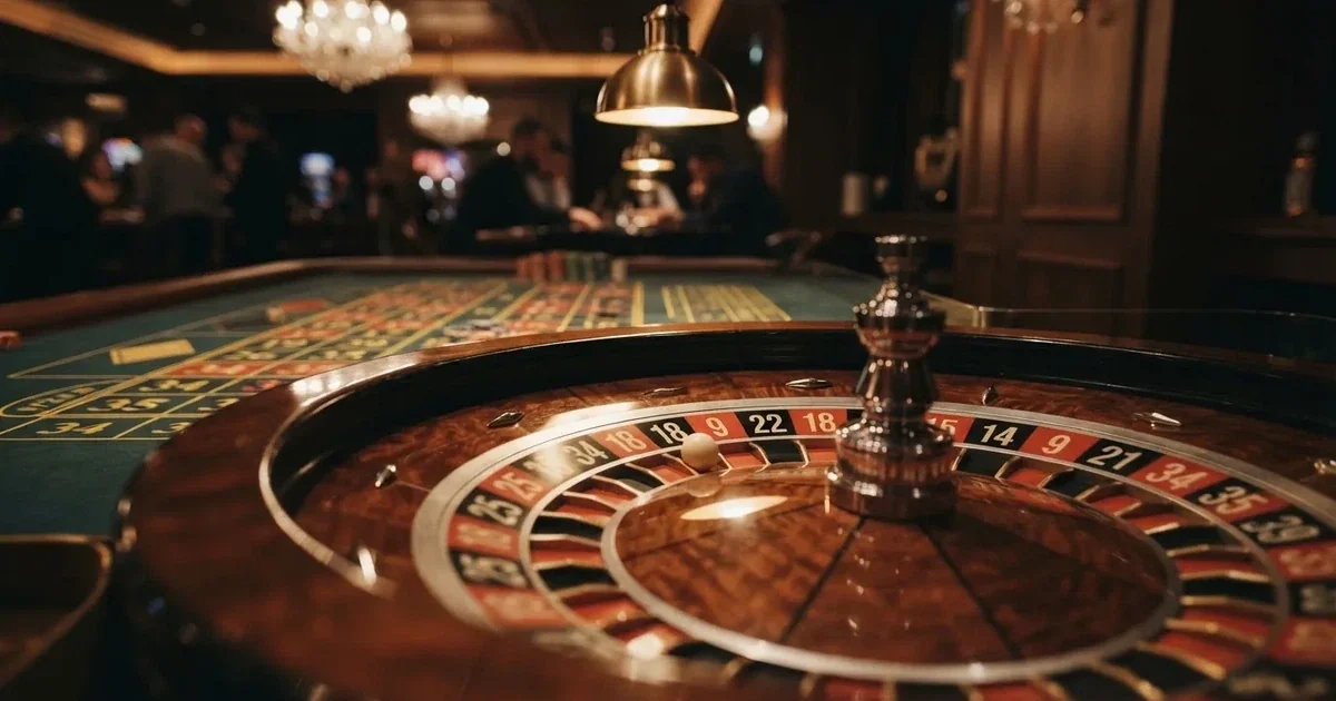 A close-up of a roulette wheel with the ball settling into a numbered pocket.