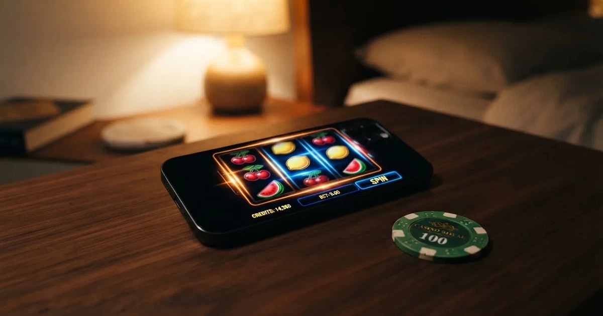 Close-up of a smartphone banking app open beside a laptop on a home desk, mid-transfer.