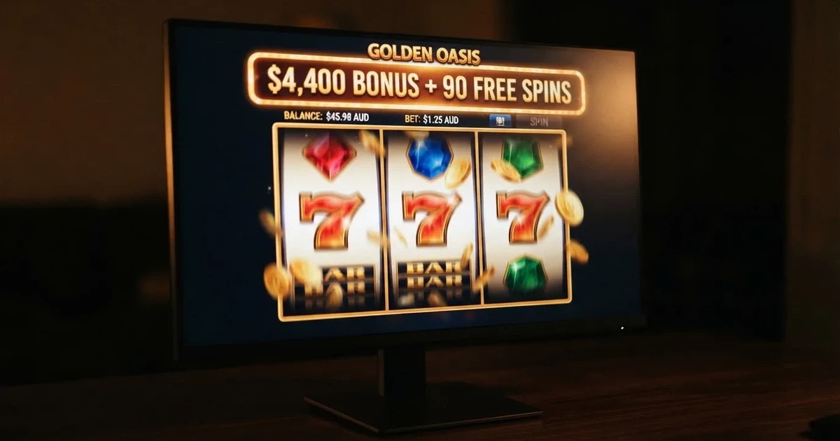 A close-up of a slot reel display shown on a monitor, no other windows open.