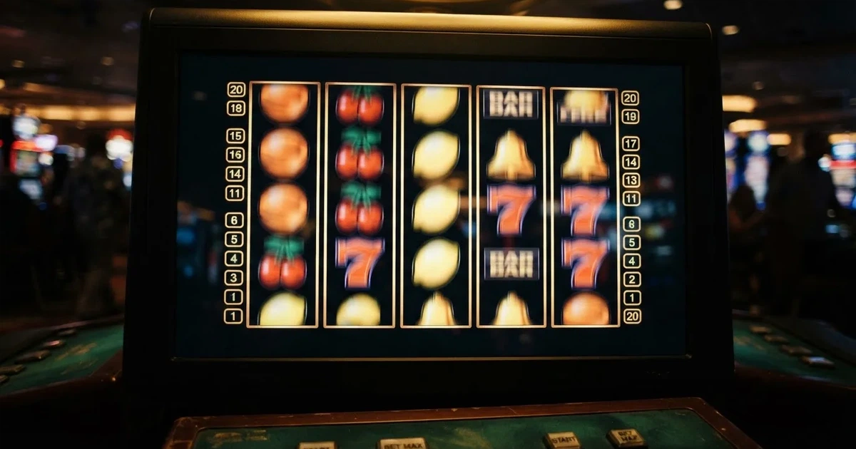 A close-up of a slot reel display shown on a monitor, no other windows open.